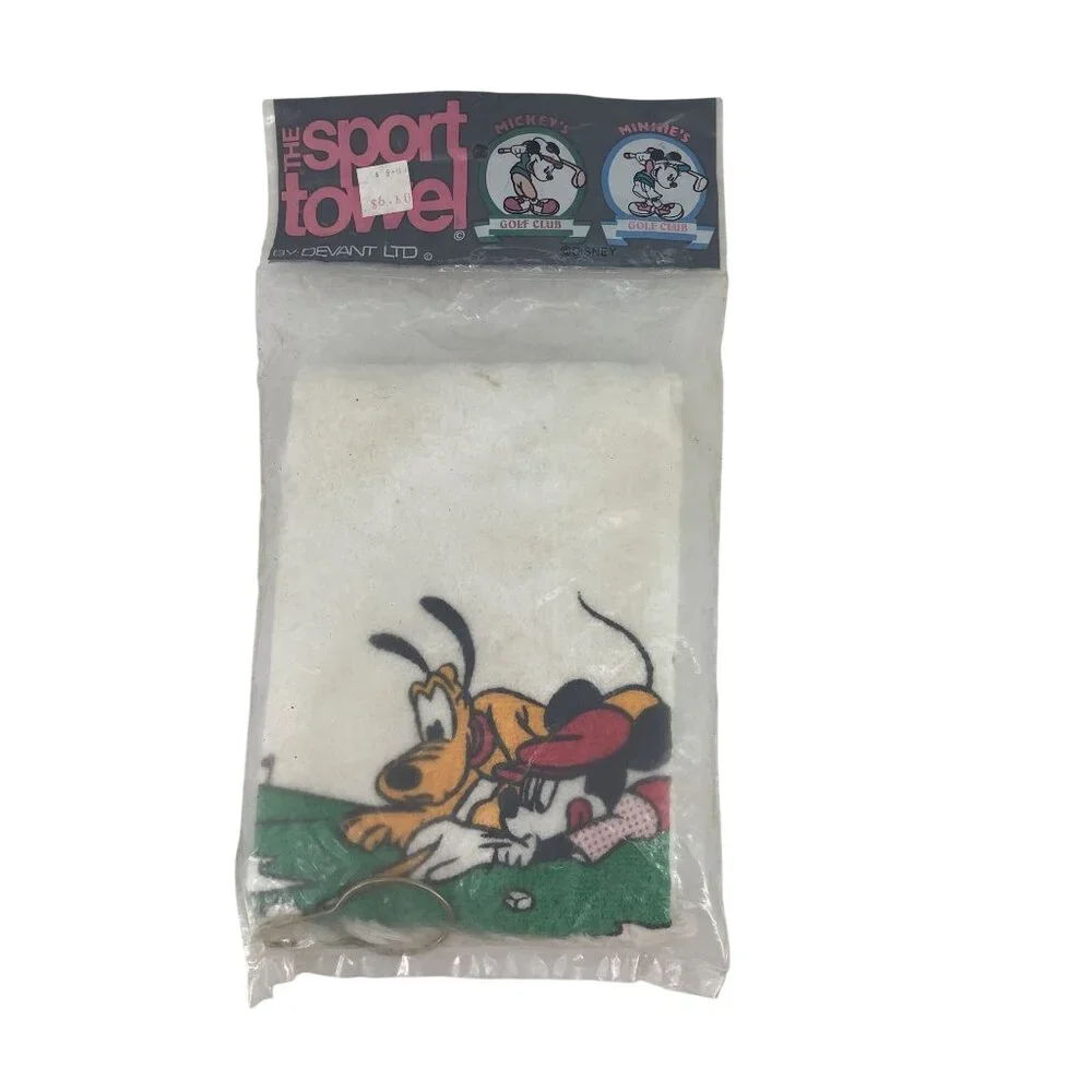 Vintage Disney Sport Towel Mickey & Pluto Golf Scene Collectible - Picture 1 of 3